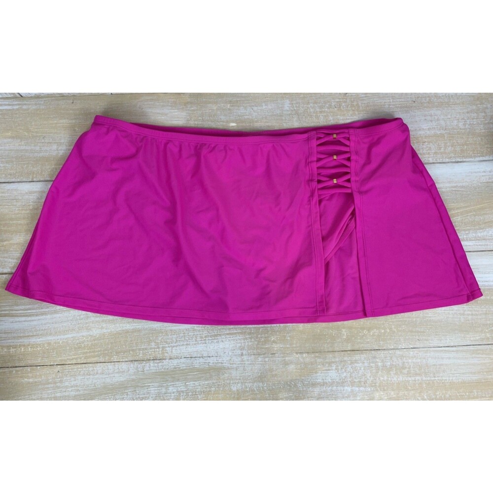 Time And Tru Womens Size 2X 20W-22W NEW Swimsuit Skirt Full Coverage Hot Pink